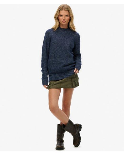 Superdry Blue Oversized Chunky Raglan Jumper