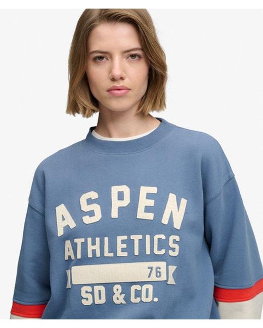 Superdry Blue & Co Aspen Athletics Preppy Ski Sweatshirt
