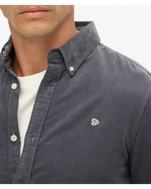 Superdry Classic Needle Cord Overhemd in het Blue voor heren