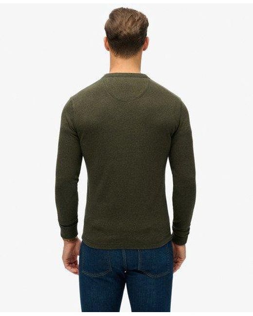 Superdry Green Vintage Athletic Long Sleeve Grandad Top for men