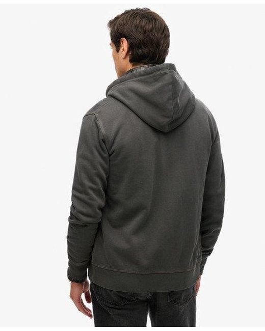 Superdry Gray Contrast Stitch Relaxed Zip Hoodie for men