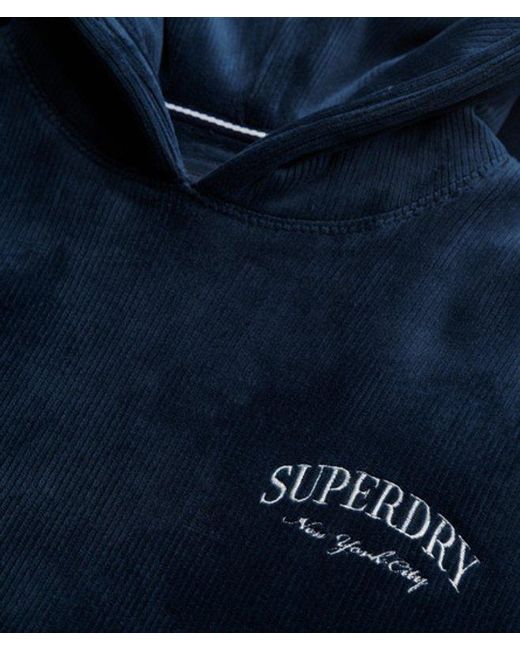 Superdry Blue & Co Country Club Velour Relaxed Hoodie