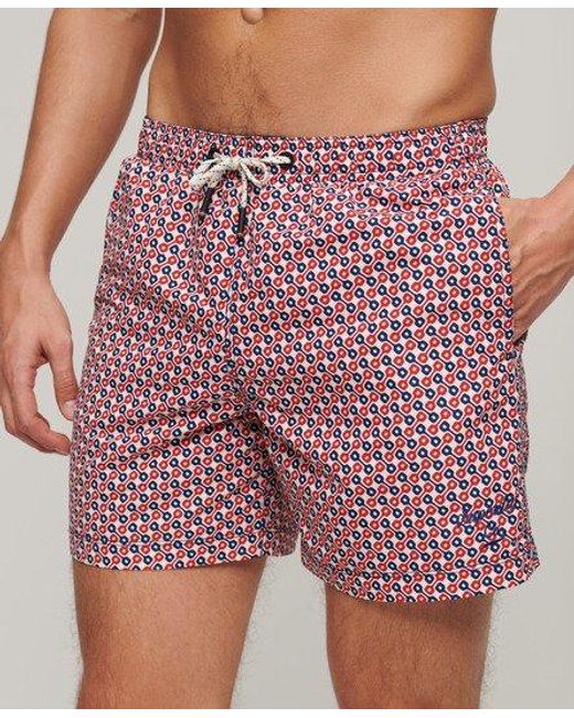 Superdry Red Printed 15-inch Recycled Swim Shorts for men