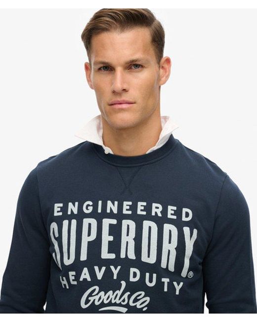 Superdry Blue Machined Goods Workwear Crew Neck Sweatshirt for men