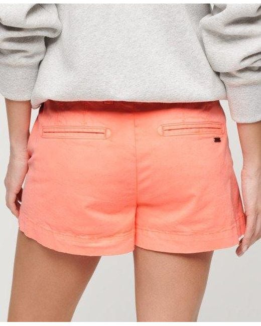 Superdry Orange Ladies Slim Fit Logo Patch Chino Hot Shorts