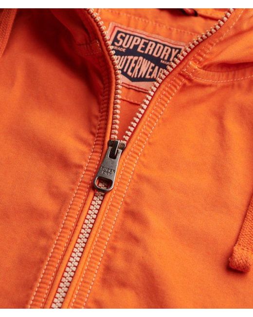 Superdry Orange Hooded Washed Twill Jacket for men