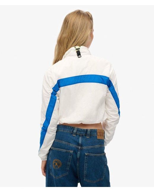 Superdry Blue Colourblock Track Overhead Jacket Optic