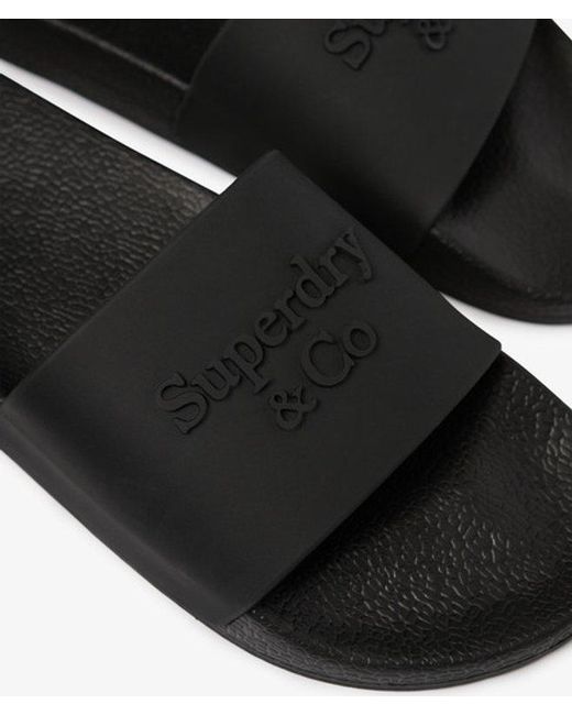Superdry Black & Co Company Logo High Build Sliders for men
