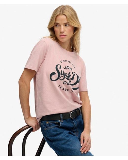 Superdry Red Premium Script Entry T-shirt