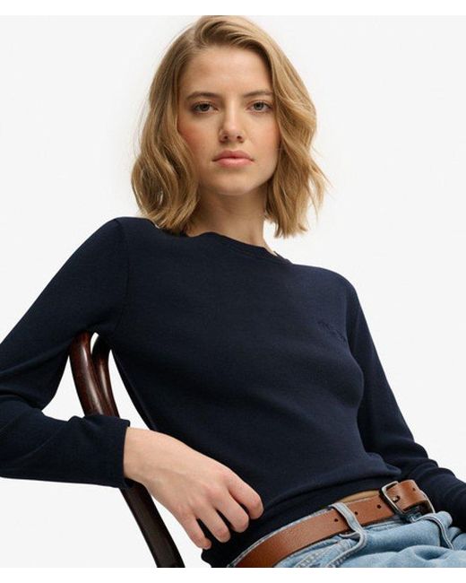 Superdry Blue & Co Athletic Essentials Logo Garment Dyed Ribbed Top
