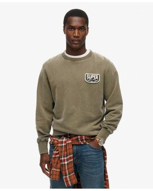 Superdry Green Mechanic Loose Fit Crew Sweatshirt for men