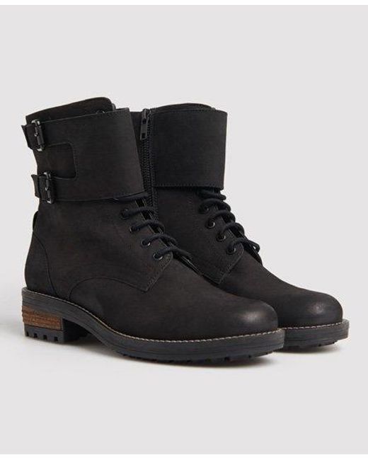 Superdry Blue Lace Up Biker Boot