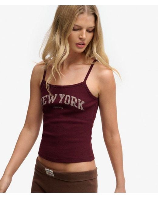 Superdry Red & Co Athletic Essentials Graphic Print Cami Top