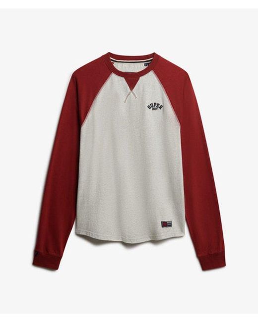 Superdry Red & Co Vintage Athletic Baseball Top for men
