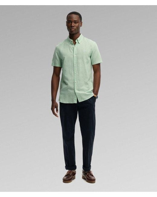Superdry Green & Co Cotton Linen Short Sleeve Shirt for men