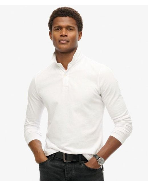 Superdry White & Co Studios Long Sleeve Jersey Polo Shirt for men