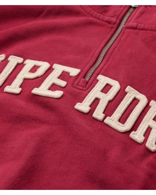 Superdry Red Athletic Essentials Applique Half Zip Sweatshirt