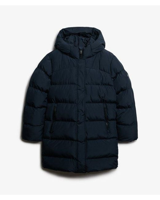 Superdry Blue & Co Hooded Sports Puffer Mid Length Jacket