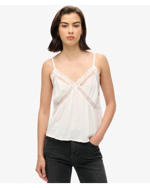 Superdry White & Co Ladies Slim Fit Lace Ibiza Sheer Cami Top