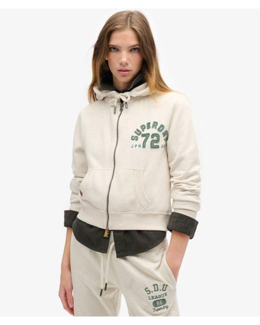 Superdry Natural & Co Embroidered Athletic Essentials Relaxed Crop Zip-hoodie