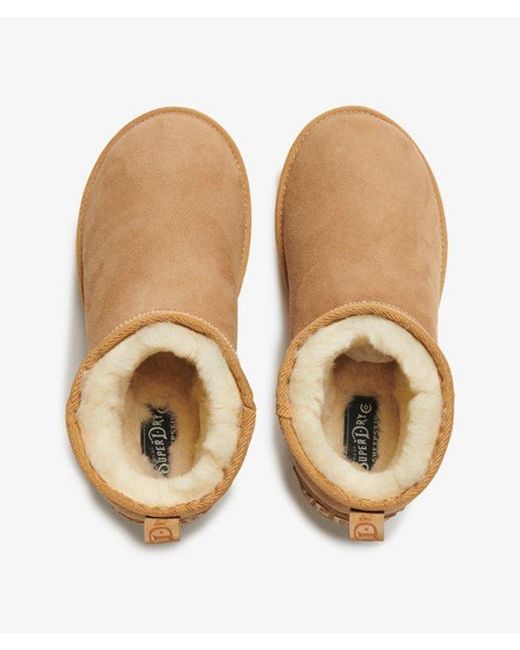Superdry Natural & Co Suede Sherpa Platform Boots