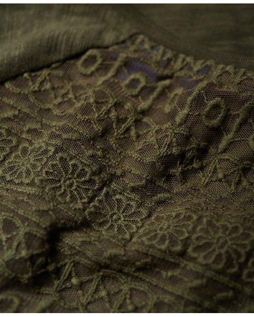 Superdry Green Sierra Mesh Top Washed