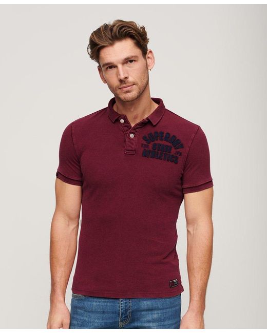 Superdry Vintage Athletic Polo Shirt in Red for Men | Lyst