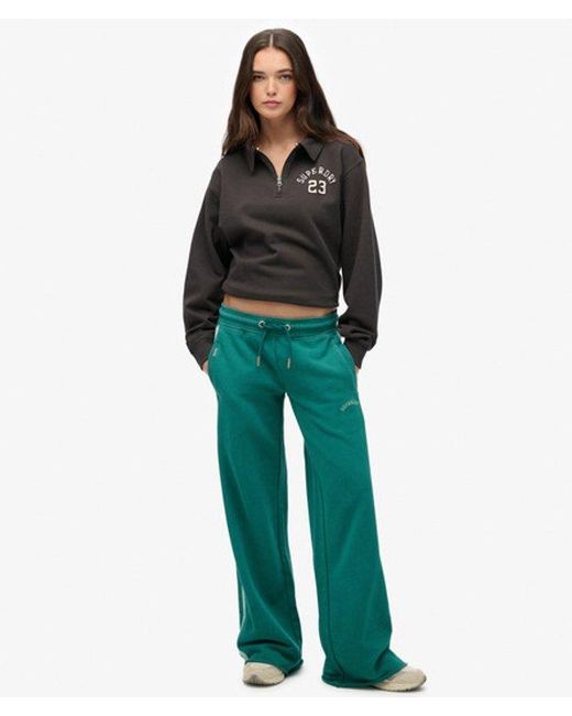 Superdry Athletic Essentials Met Halve Rits En Kraag in het Black