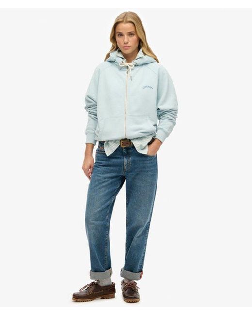 Superdry Blue Essential Logo Oversized Raglan Zip Hoodie
