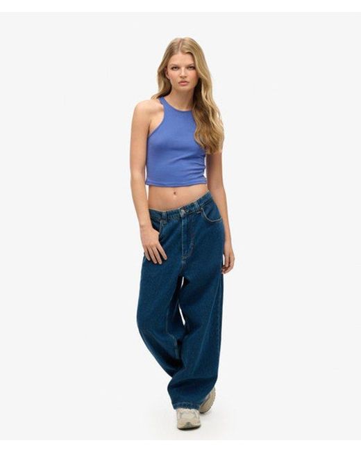 Superdry Blue & Co Studios Jersey Racer Tank Top