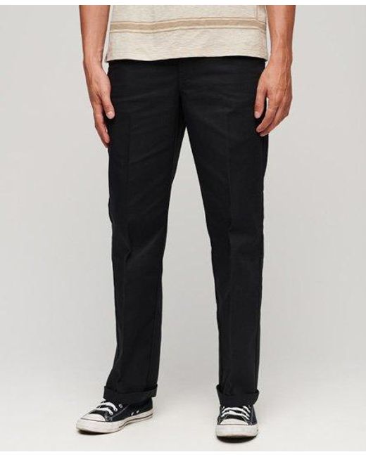Superdry Black Straight Chino Trousers for men
