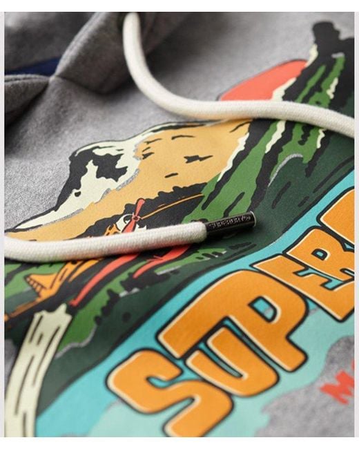 Superdry Gray & Co Travel Postcard Graphic Hoodie for men