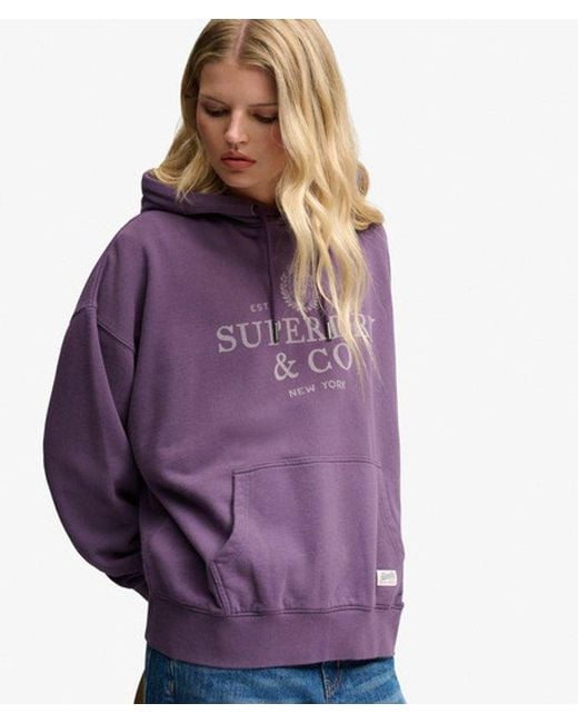 Superdry Purple & Co Luxe Casual Relaxed Hoodie