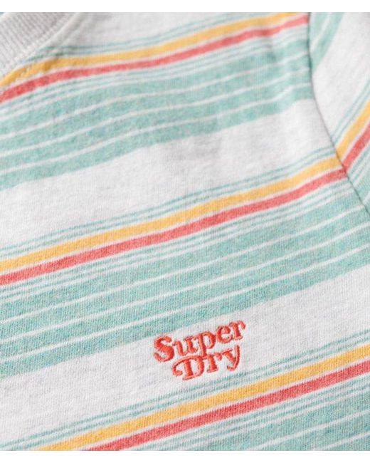 Superdry Blue & Co Slim Fit Vintage Stripe Crop T-shirt