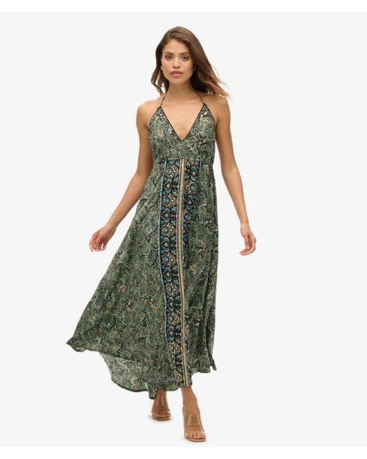 Superdry Green & Co Ladies Lightweight Paisley Print St Tropez Maxi Dress