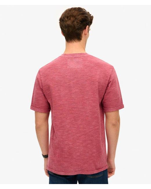 Superdry Red Over-dyed Slub Marl Crew Neck T-shirt for men