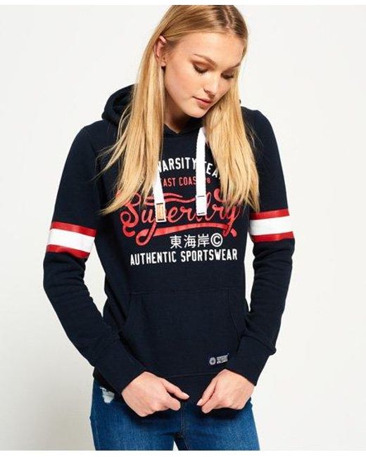 Superdry Blue Varsity Washed Hoodie Eclipse