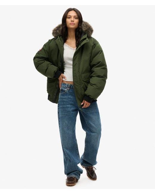 Superdry Green Classic Oversized Everest Faux Fur Bomber Jacket
