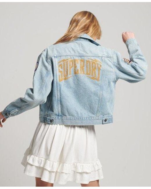 Superdry Blue Vintage Patched Trucker Jacket Echo Light Vintage