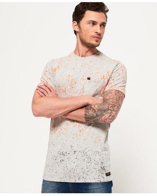 Superdry White Tropics Longline T-Shirt Marl Splatter for men