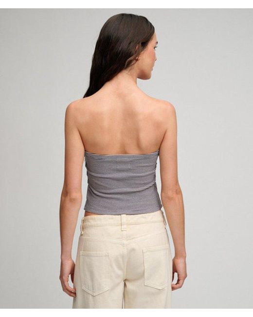 Superdry Gray & Co Athletic Essentials Stripe Jersey Bandeau Top