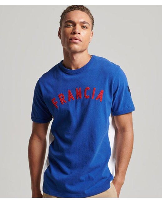 Superdry Blue & Co Ringspun Football France Matchday T-shirt for men