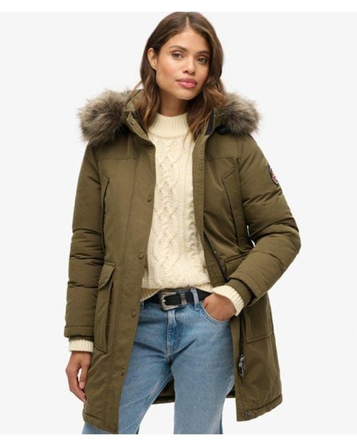 Superdry Everest Parka Van Imitatiebont in het Natural