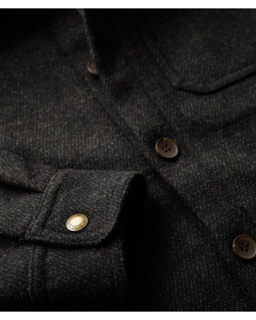 Superdry Black & Co Merchant Wool Texture Overshirt for men