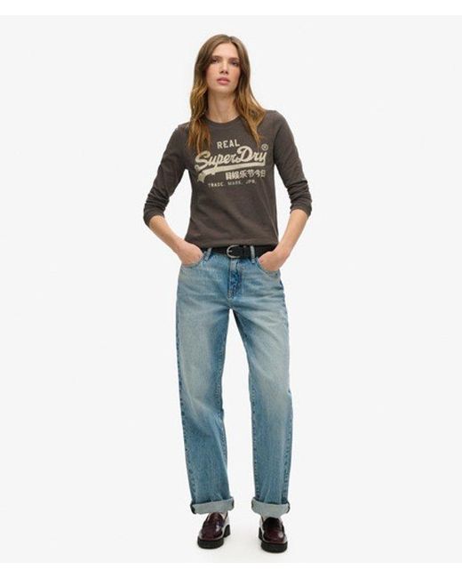 Superdry Black & Co Embellished Vintage Logo Graphic Top