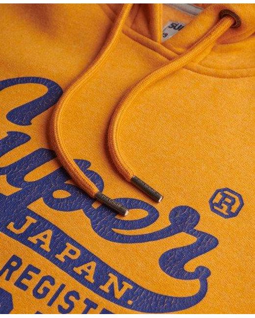 Superdry Orange Standard Script Hoodie for men