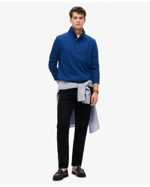 Homme T-Shirt Classique En Coton À Manches Longues Et Col Tunisien Taille Superdry pour homme en coloris Blue