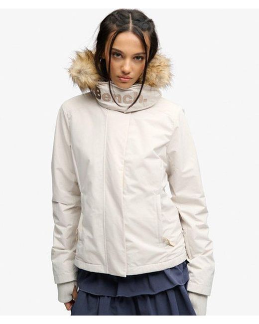 Superdry Natural Bench X & Co Bench Faux Fur Hooded Windcheater Jacket