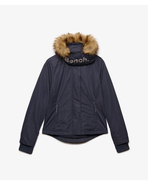 Superdry Blue Bench X & Co Bench Faux Fur Hooded Windcheater Jacket