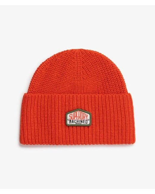 Superdry Red & Co Trucker Knitted Beanie Hat for men